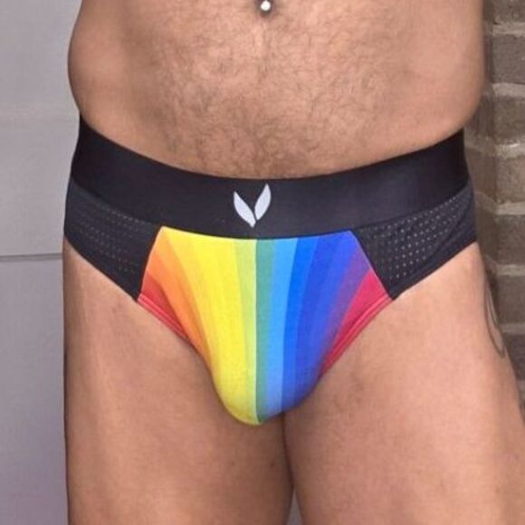 BUNNIES Rainbow Pouch Mesh Briefs - Black - Picture 4 of 5